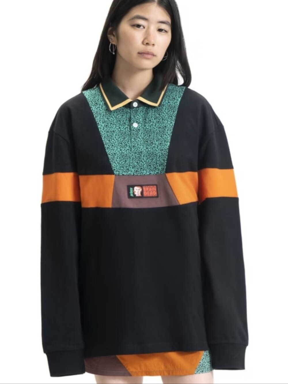 Brain Dead X Prince Rugby Polo Shirt Invert Long Sleeve Unisex XL 90s Y2K